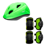 Kit Proteção Capacete Joelheira Cotoveleira Infantil Verde