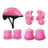 Kit Proteção Capacete Joelheira Cotoveleira Rosa Dmtoys 5487