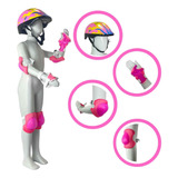 Kit Proteção Capacete Joelheiras Cotoveleiras Infantil