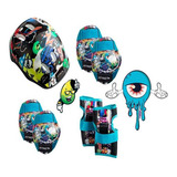 Kit Proteção Infantil C/ Capacete Joelheira Cotoveleira Luva