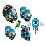 Kit Proteção Infantil C/ Capacete Joelheira Cotoveleira Luva