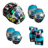 Kit Proteção Infantil Capacete Joelheira Cotoveleira Luva
