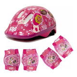 Kit Proteção Infantil Rosa Capacete Kids Princesa Para Bike