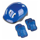 Kit Proteção Skate Patins Bike Long Capacete Azul Rosa