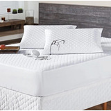 Kit Protetor De Colchão + Travesseiro Impermeável Cama Casal Cor Branco Desenho Do Tecido Matelado Impermeavel