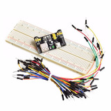 Kit Protoboard 830 + Kit Jumper 65 Peças + Fonte Ajustavel