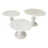 Kit Provençal Trio De Boleira Mdf Torneado Bolinha Promoção