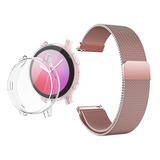 Kit Pulseira + Capa Para Watch Active 2 Proteção Total Cor Rosa-transparente Largura 20 Mm