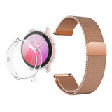 Kit Pulseira + Capa Para Watch Active 2 Proteção Total Cor Rose Gold (pulseira) - Transparente (case) Largura 20 Mm