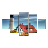 Kit Quadro Decorativo 104x52 Casa E Árvore Vista De Perto