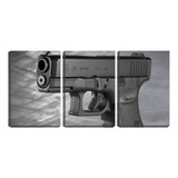 Kit Quadro Decorativo Arma Preta Vista De Perto 45x96
