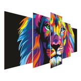 Kit Quadro Decorativo Sala Leão De Judá Jesus Cores Bíbli