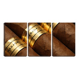 Kit Quadro Decorativo Três Charutos Vista De Perto 45x96