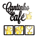 Kit Quadros Cantinho Do Café 4 Peças Decoração Gourmet