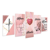 Kit Quadros Decorativo Sala Quarto Fé Amor Familia Gratidao