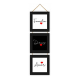 Kit Quadros Decorativos Para Sala Quarto Deus Família Amor