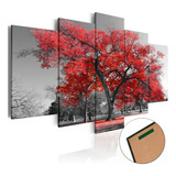Kit Quadros Decorativos Sala Quarto Árvore Da Vida Vermelha