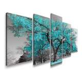 Kit Quadros Decorativos Sala Quarto Ipê Azul Tiffany Vida