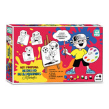 Kit Quadros Pintura Infantil Menino Maluquinho Com Cavalete