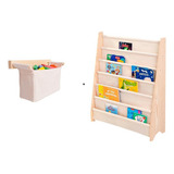 Kit Rack Para Livros Infantil 6 Bolsos + Organizador Pocket