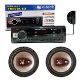 Kit Rádio Carro Mp3 Bluetooth + Par Auto Falante 6 Bravox