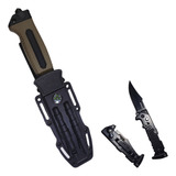 Kit Rambo Faca + Canivete Tatico Para Sobrevivencia