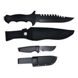 Kit Rambo Faca Tática + Mini Faca Esportiva Militar Bainha
