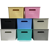 Kit Rattan 04 Caixas Organizadoras C/ Tampa- 15 L Empilhável