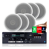 Kit Receiver Rc5000 Bluetooth + 6 Arandelas De Embutir Teto