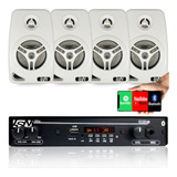 Kit Receiver Slim 1002bt + 4 Caixa Som Parede Br Le Son