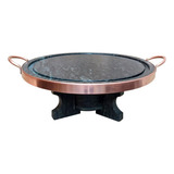 Kit Rechaud Fogareiro Pedra Sabão 17cm Chapa Pizza Carne 