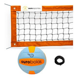 Kit Recreação - Rede De Vôlei 5,00m 4 Faixas + Bola + Cordão
