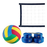 Kit Rede De Vôlei 7 Metros + Marcação Azul + Bola