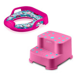 Kit Redutor Assento Infantil C/alça + Escadinha Dois Degraus