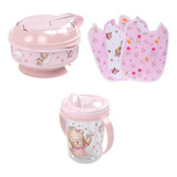 Kit Refeição Bebê Pote Papinha C/ Amassador + Copo + Babador