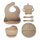 Kit Refeição Bebe Prato Babador Copo Talher Silicone Ventosa