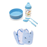 Kit Refeição Bebê Prato Ventosa Talher Copo Kuka + Babadores