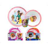 Kit Refeição Infantil 3 Un. Prato Bowl Copo Disney Melamina