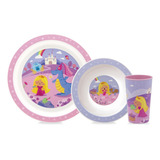 Kit Refeição Infantil Aventuras Princesa 3 Peças Rosa Buba 15373