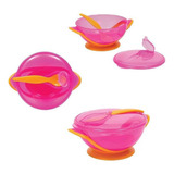 Kit Refeição Infantil Bebê Prato Bowl Ventosa Tampa Colher