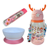 Kit Refeição Infantil Papinha Bebê Prato Copo E Colher Fofo