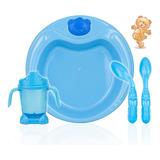 Kit Refeição Infantil Papinha Bebê Prato Fundo Copo E Colher