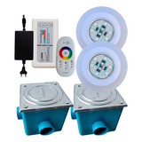 Kit Refletor 2 Leds 9 W Rgb + Comando Touch + Caixa