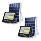 Kit Refletor Led 150w Placa Solar Controle Manual Iluminação