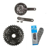 Kit Relação Shimano 24v Com Pedivela Cassete 11/34d Corrente