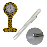 Kit Relogio Lapela Bolso Lanterna Clinica Medica Inox 