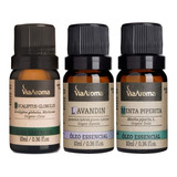 Kit Respiração 3 Óleos Essenciais - Via Aroma - 10ml Cada 