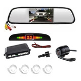 Kit Retrovisor Lcd C/ Câmera + Sensor De Estacionamento Ré