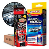 Kit Revitalizador De Farol 50ml E Tira Riscos 120ml Luxcar