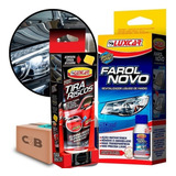 Kit Revitalizador De Farol 50ml E Tira Riscos 120ml Luxcar